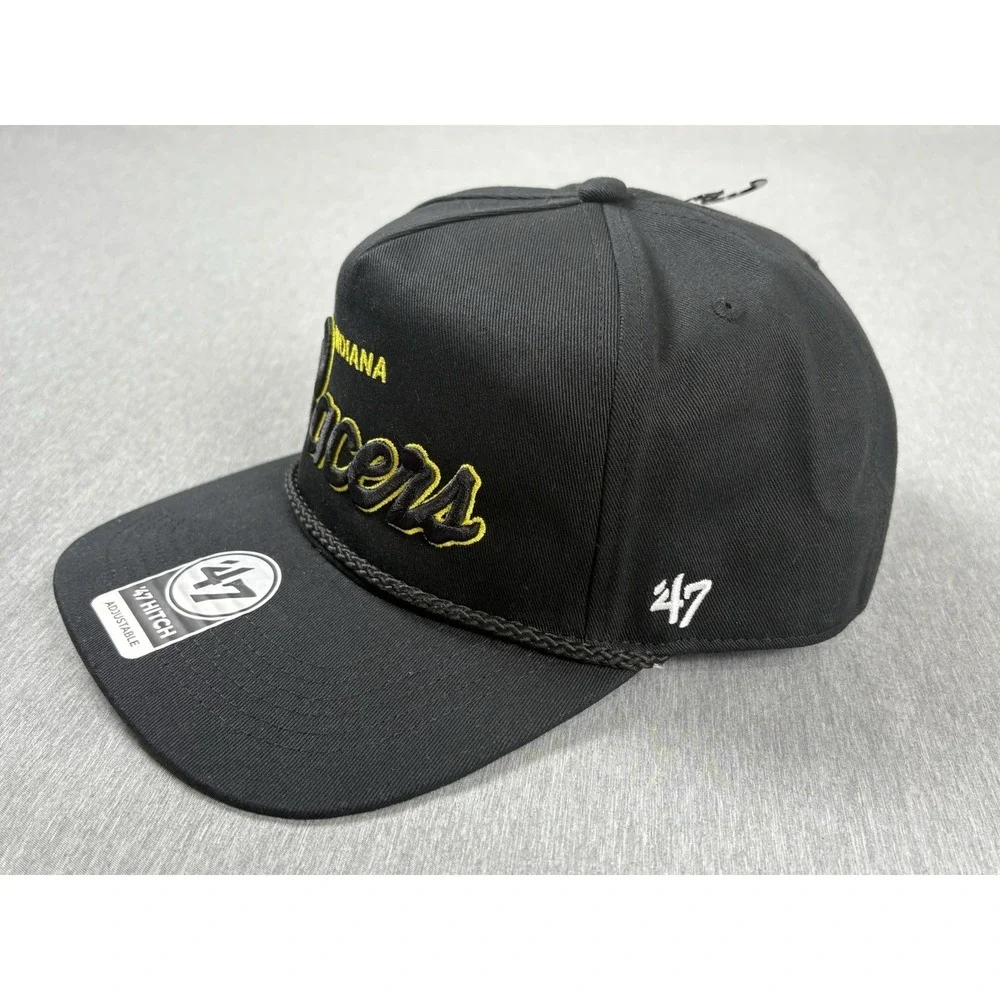 Indiana Pacers NBA '47 Brand Black Script Hitch Rope Adjustable Snapback Hat